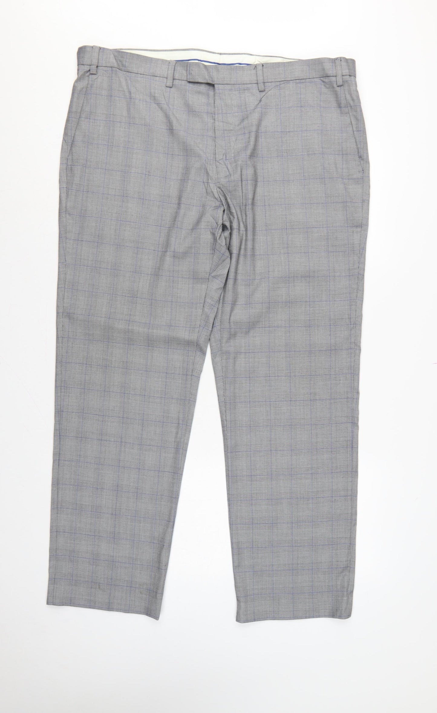 Marks & Spencer Men's Grey 42 Regular Fit Check Dress Trousers
