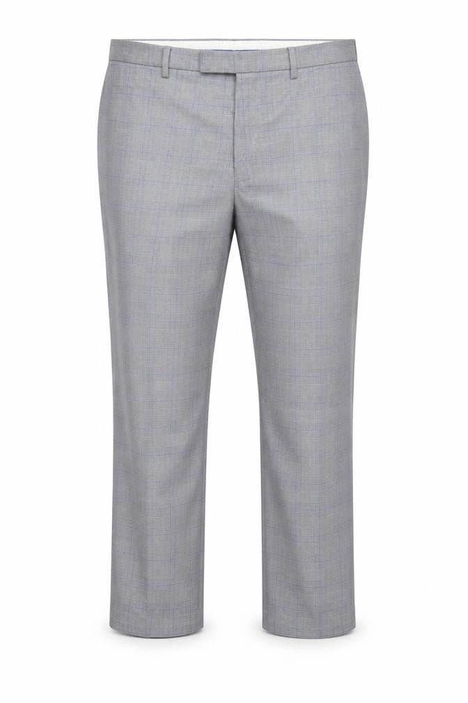 Marks & Spencer Men's Grey 42 Regular Fit Check Dress Trousers