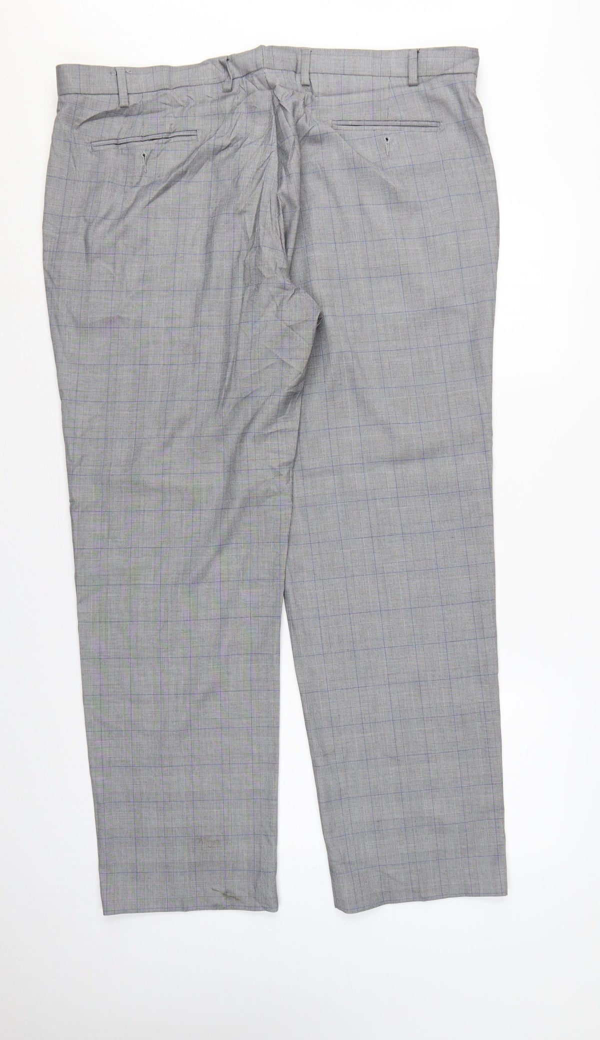 Marks & Spencer Men's Grey 42 Regular Fit Check Dress Trousers