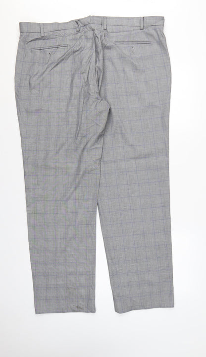Marks & Spencer Men's Grey 42 Regular Fit Check Dress Trousers