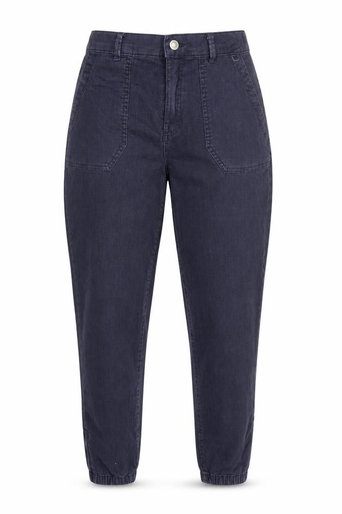 Marks & Spencer Women’s Navy Blue UK 12 Short Cotton Blend Cuffed Jogger Trousers