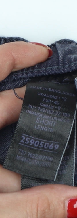 Marks & Spencer Women’s Navy Blue UK 12 Short Cotton Blend Cuffed Jogger Trousers