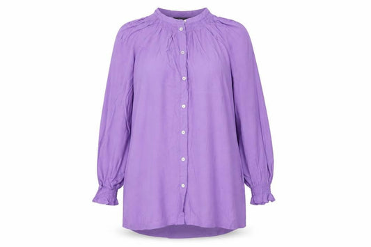 Marks & Spencer Women Purple UK 14 Viscose Tunic Button-Up Blouse