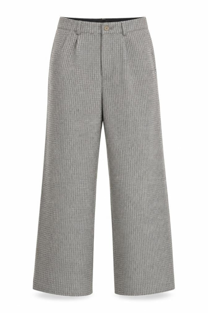Marks & Spencer Women’s Grey Check Wide-Leg Trousers UK 10 Long