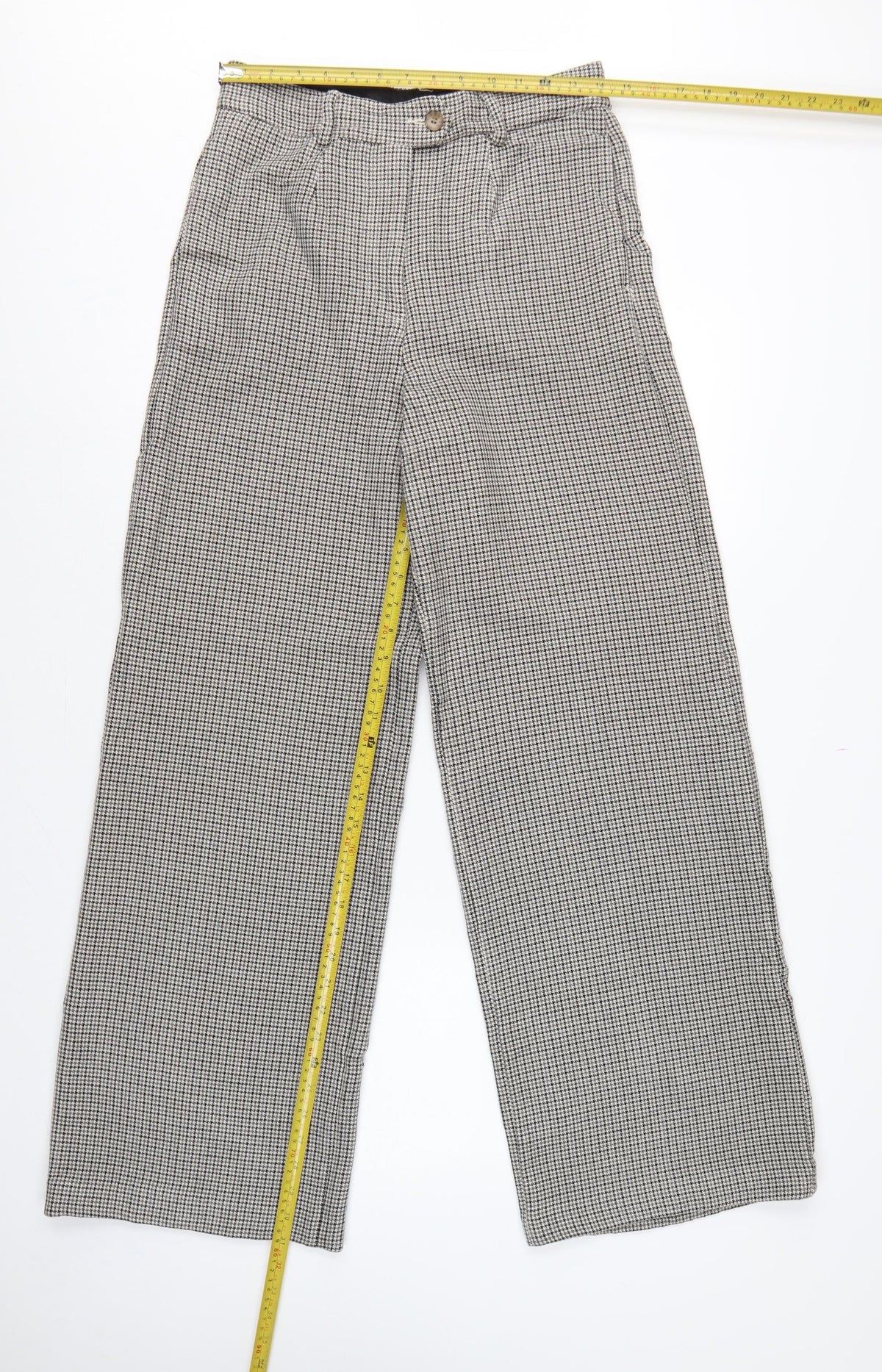 Marks & Spencer Women’s Grey Check Wide-Leg Trousers UK 10 Long
