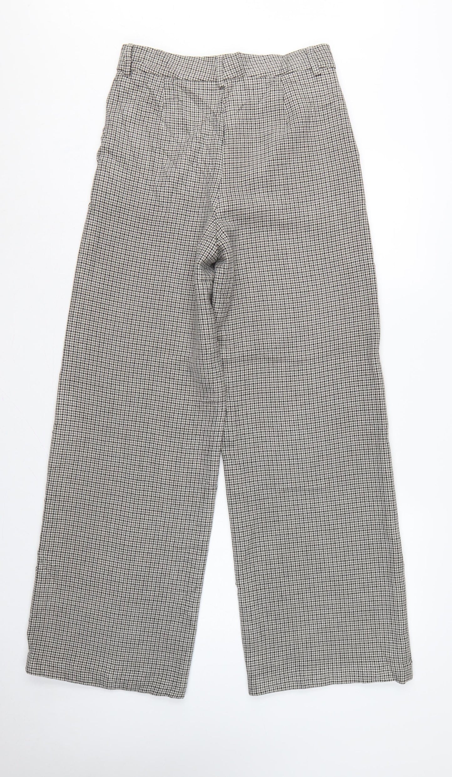 Marks & Spencer Women’s Grey Check Wide-Leg Trousers UK 10 Long