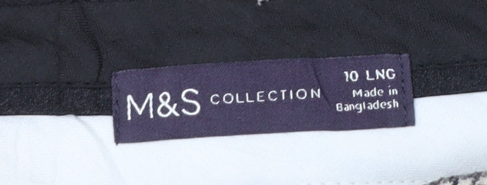 Marks & Spencer Women’s Grey Check Wide-Leg Trousers UK 10 Long