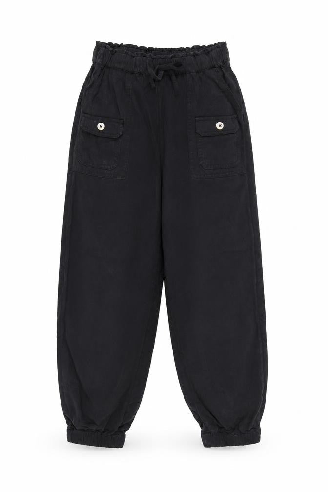 Marks & Spencer Girls Black Cargo Trousers 10-11 Years Lyocell Drawstring Pockets