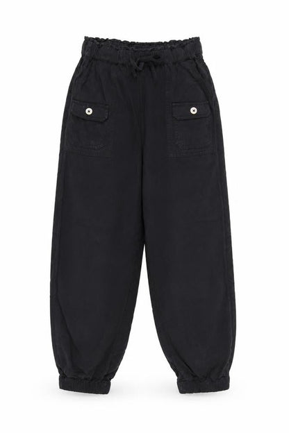Marks & Spencer Girls Black Cargo Trousers 10-11 Years Lyocell Drawstring Pockets