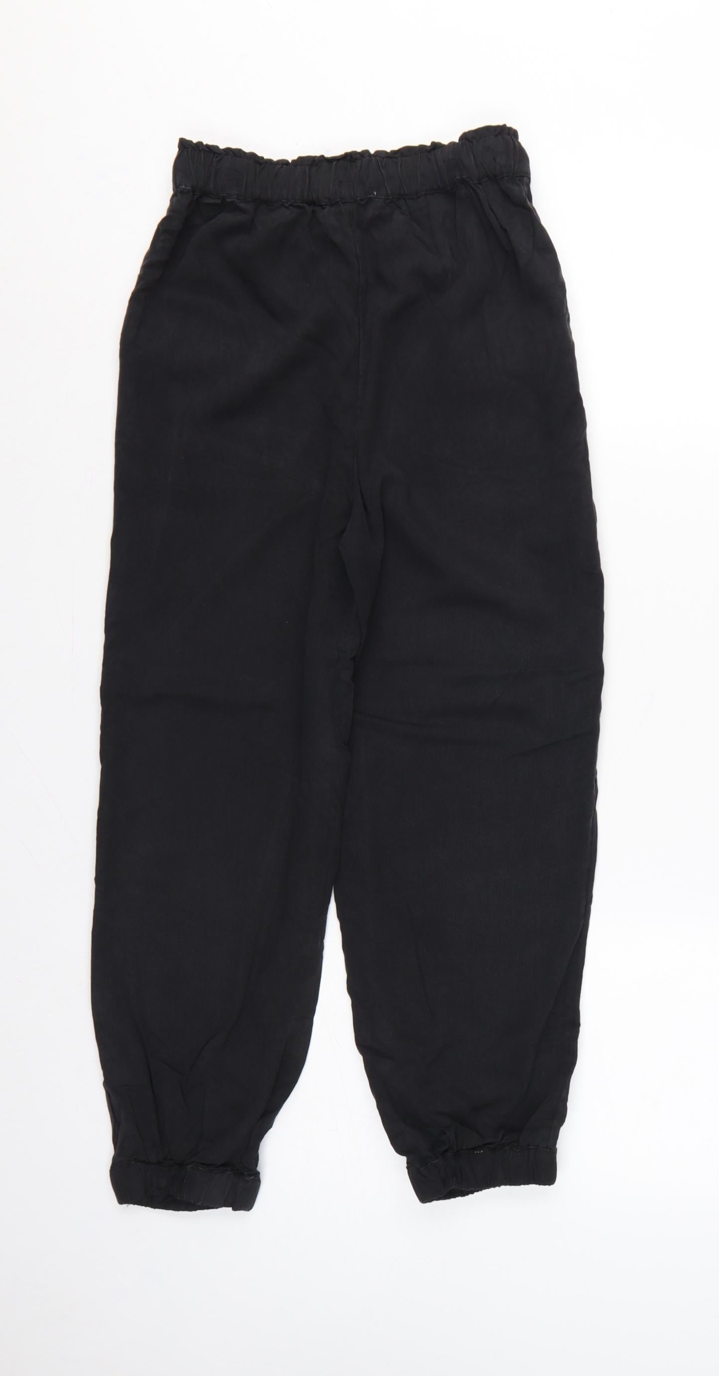 Marks & Spencer Girls Black Cargo Trousers 10-11 Years Lyocell Drawstring Pockets