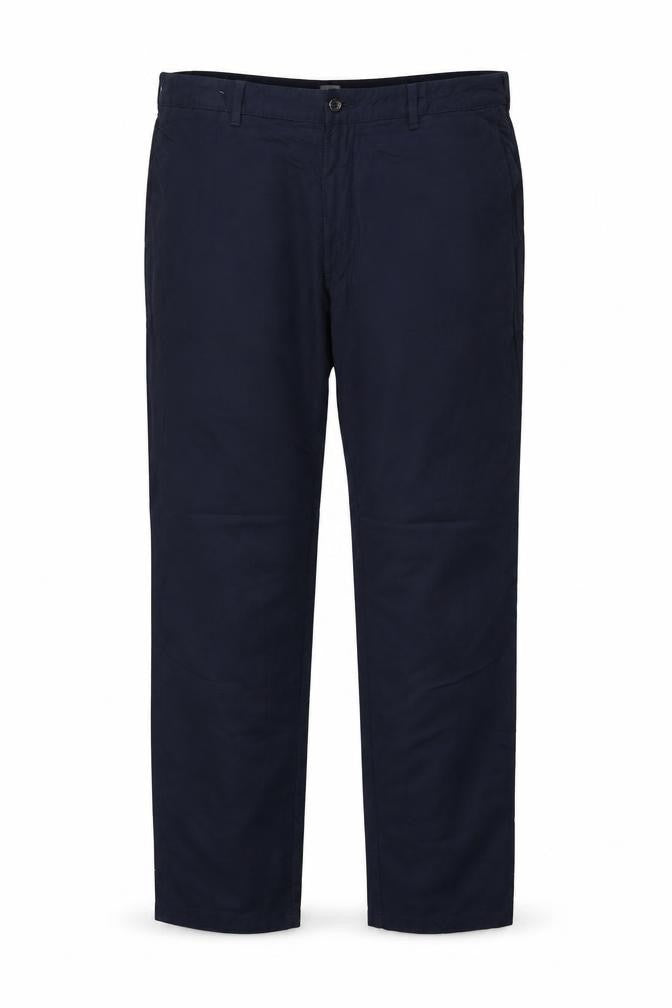 Marks & Spencer Men Blue 42 33 Regular Fit Linen Cotton Chino Trousers
