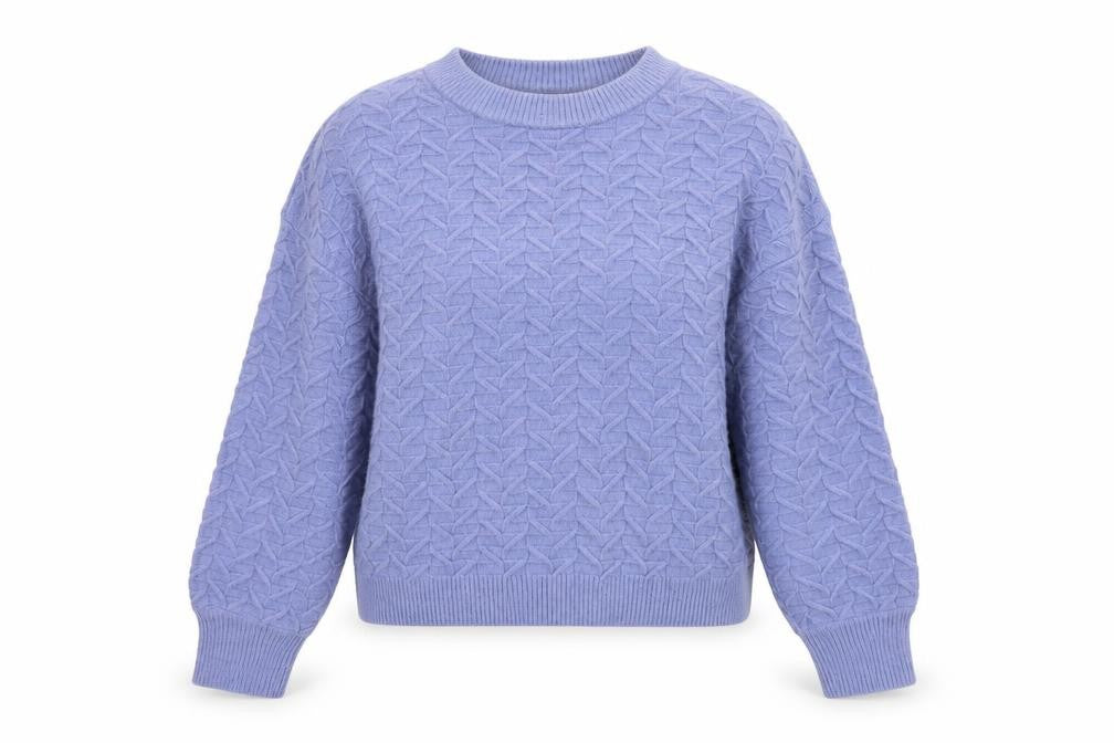 Warehouse Women Purple UK 10 Cable-Knit Crew Neck Viscose Jumper