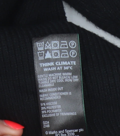 Marks & Spencer Women's Black L Roll Neck Knit Pullover Jumper