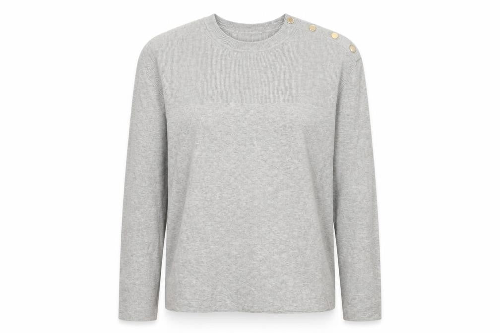 Marks & Spencer Women Grey L Knit Button Shoulder Pullover Jumper