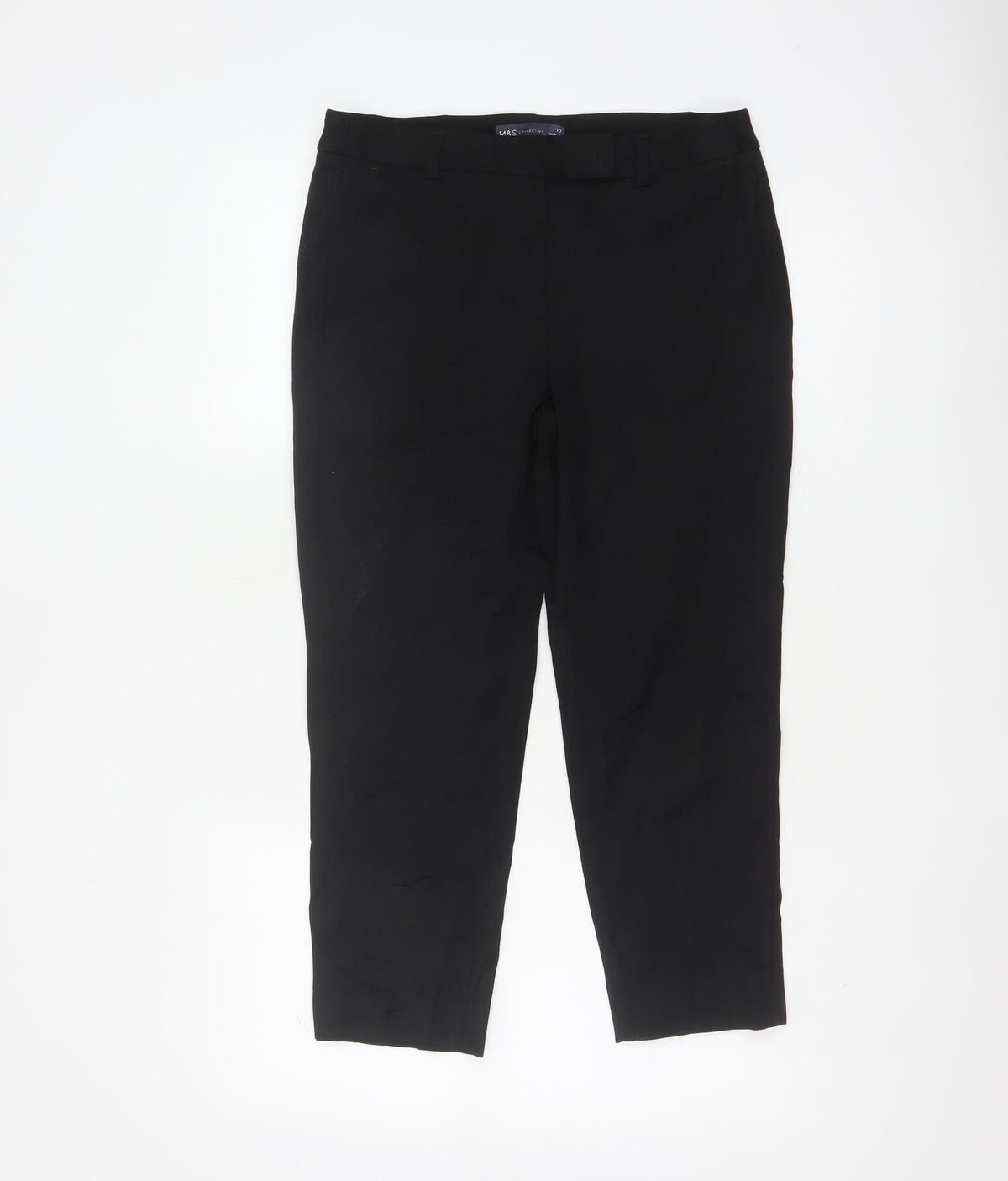 Marks & Spencer Women Black UK 10 Tapered Tailored Work Trousers
