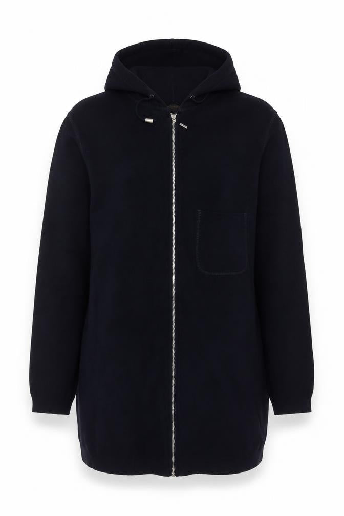 Marks & Spencer Women Navy Blue UK 16 Long Full Zip Hooded Tunic