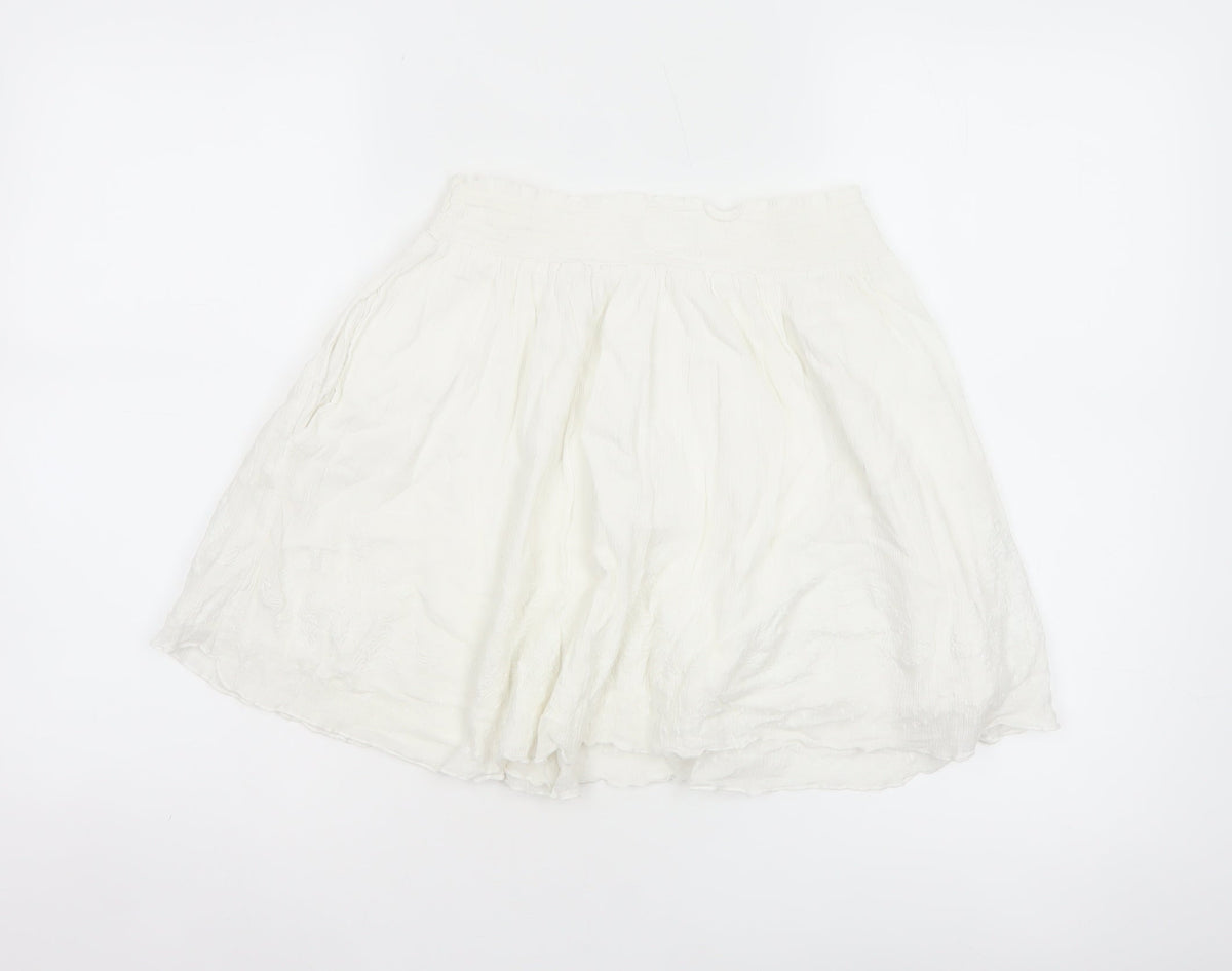 Jack Wills Women Ivory UK 10 A-Line Layered Cotton Mini Skirt