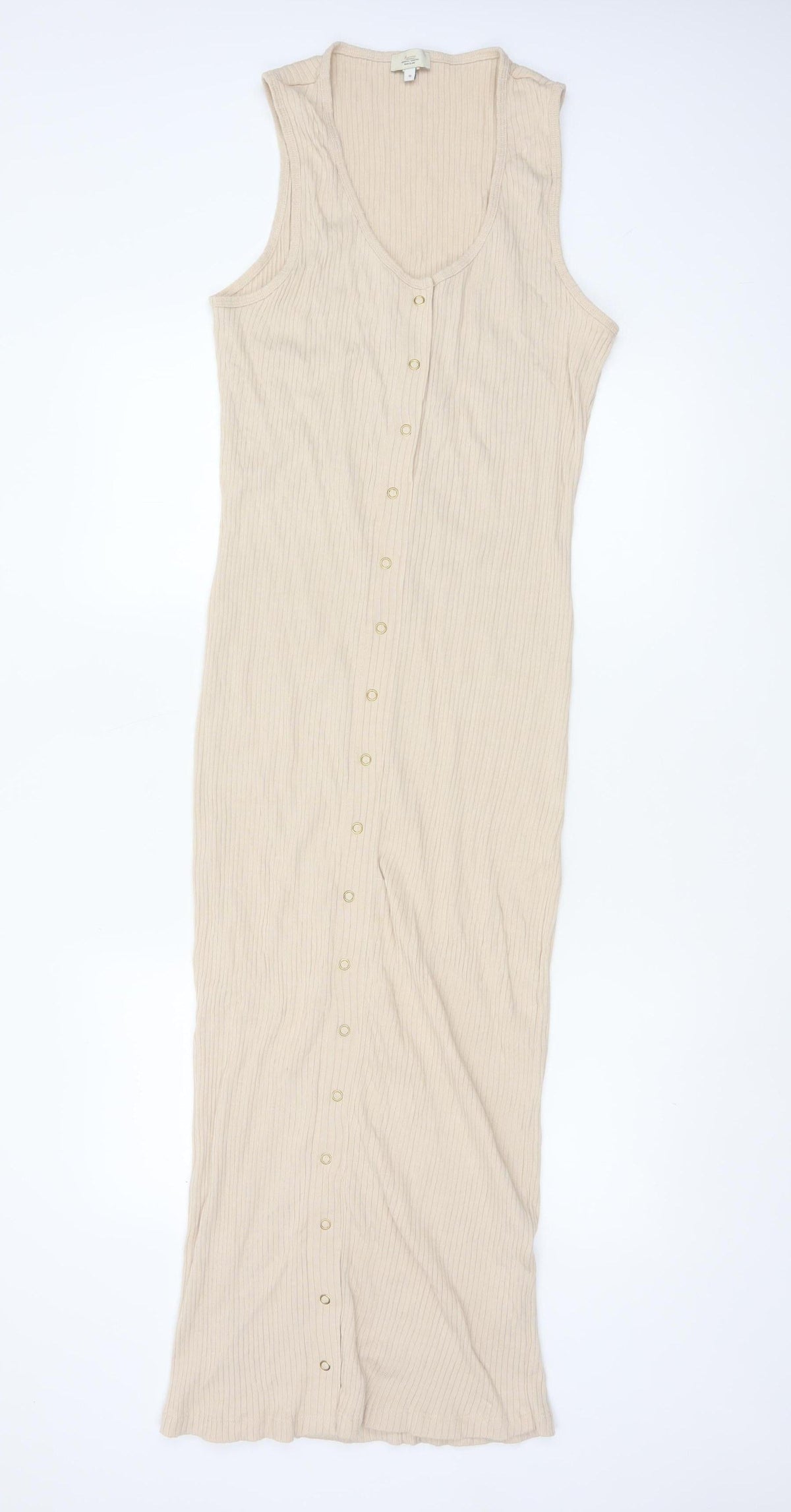 River Island Women Beige Size 18 Maternity Ribbed Maxi Snap Dress