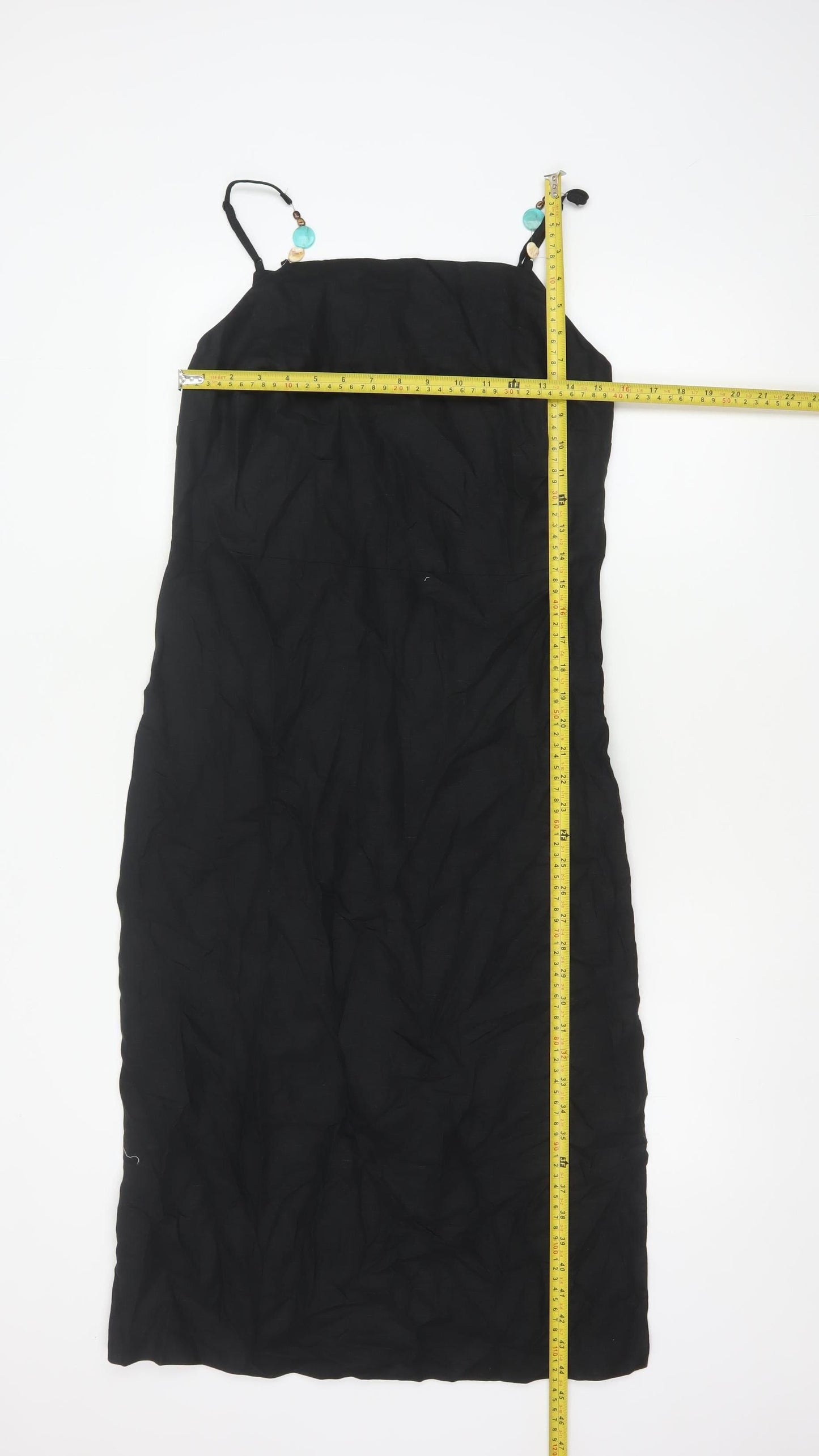 Marks & Spencer Women Black UK 10 Maxi Strappy Linen Blend Dress