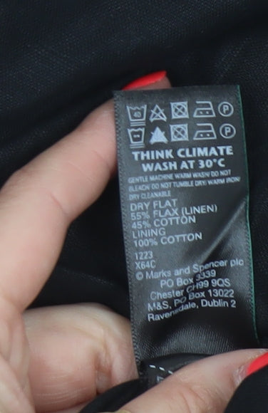 Marks & Spencer Women Black UK 10 Maxi Strappy Linen Blend Dress