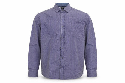 Front view of Autograph Men Blue Striped Floral Cotton Shirt 2XL Long Sleeve