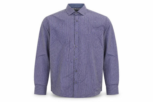 Autograph Men Blue Striped Floral Cotton Shirt 2XL Long Sleeve