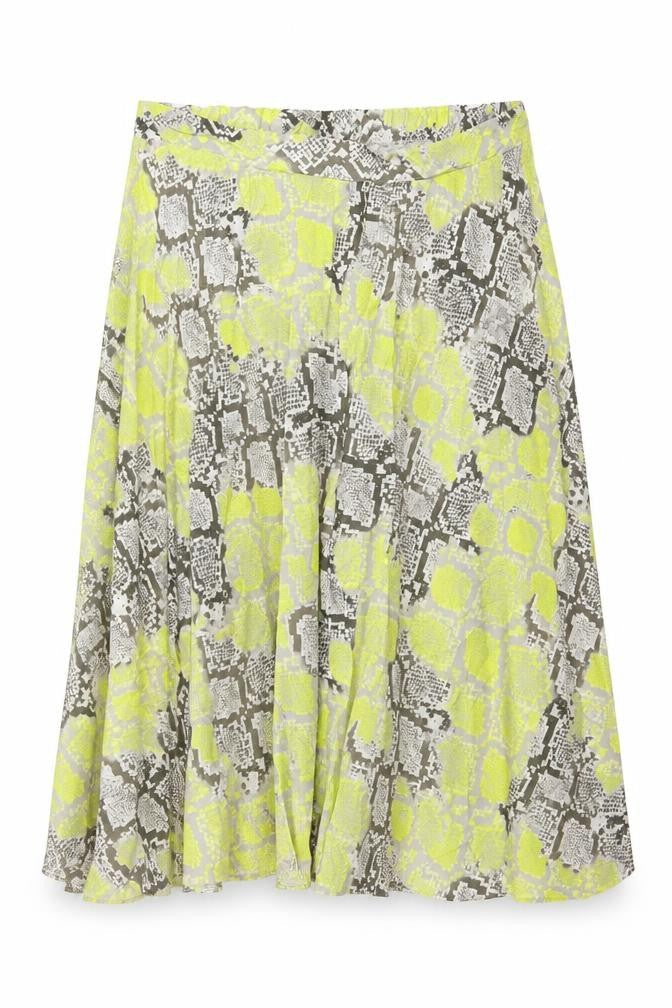New Look Women Yellow Grey Animal Print Petite UK 16 Long A-Line Skirt