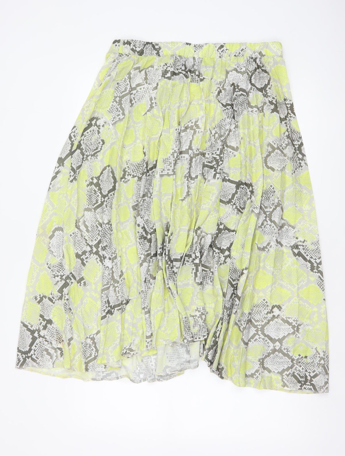 New Look Women Yellow Grey Animal Print Petite UK 16 Long A-Line Skirt