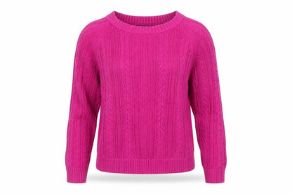 Lands' End Women's Pink XS Petite Cable Knit Cotton Jumper