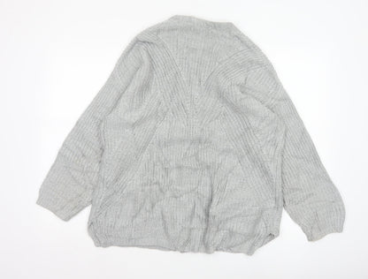 Marks & Spencer Per Una Women Grey UK 18 Chunky Cable Knit Button Cardigan