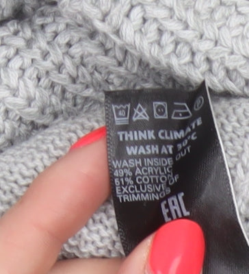 Marks & Spencer Per Una Women Grey UK 18 Chunky Cable Knit Button Cardigan