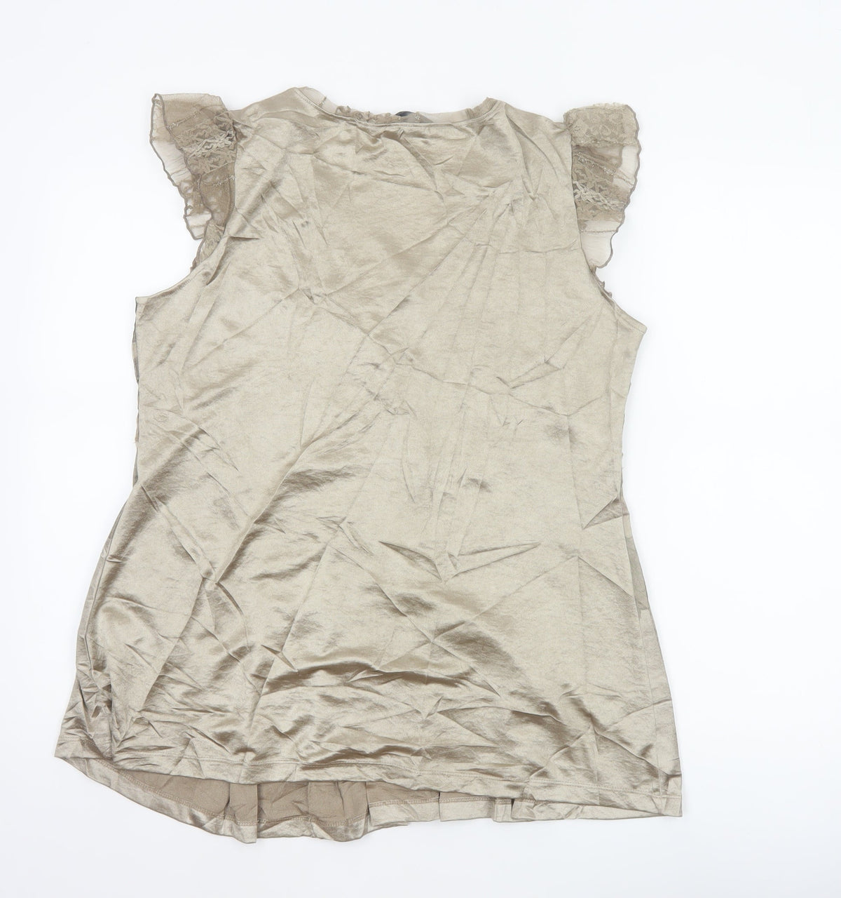Marks & Spencer Per Una Women Beige Floral Mesh Wrap Blouse Size 16