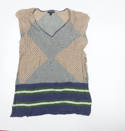 Additional front view of J.Crew Women Multicoloured S Silk Geometric V-Neck Tunic Blouse
