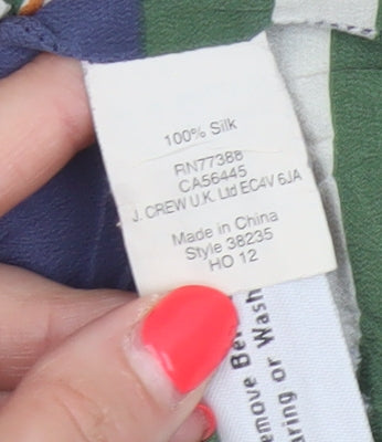 Brand and care label for J.Crew Women Multicoloured S Silk Geometric V-Neck Tunic Blouse