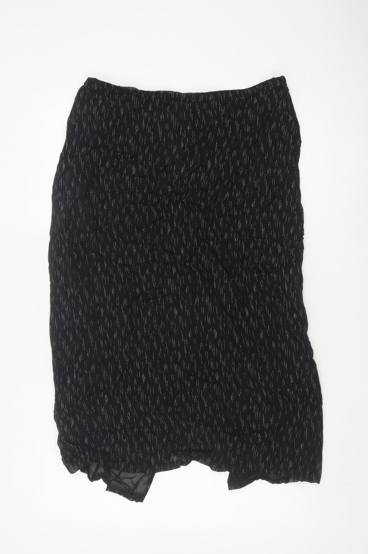 Marks & Spencer Women Black Silver Glitter Pencil Midi Skirt UK 16