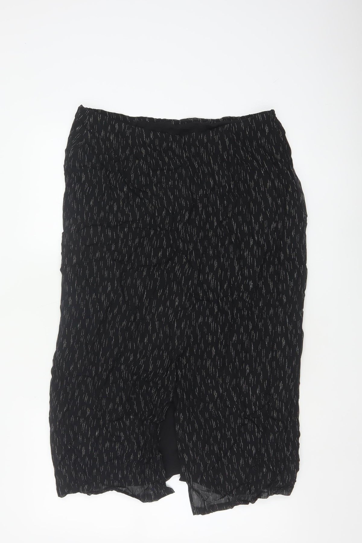 Marks & Spencer Women Black Silver Glitter Pencil Midi Skirt UK 16