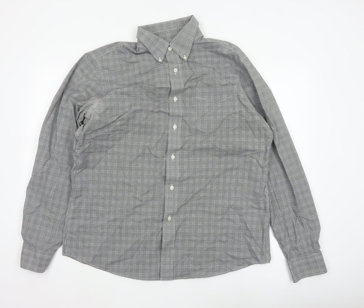 Lauren Ralph Lauren Men's Black Check Slim Fit 17 34 Non-Iron Shirt
