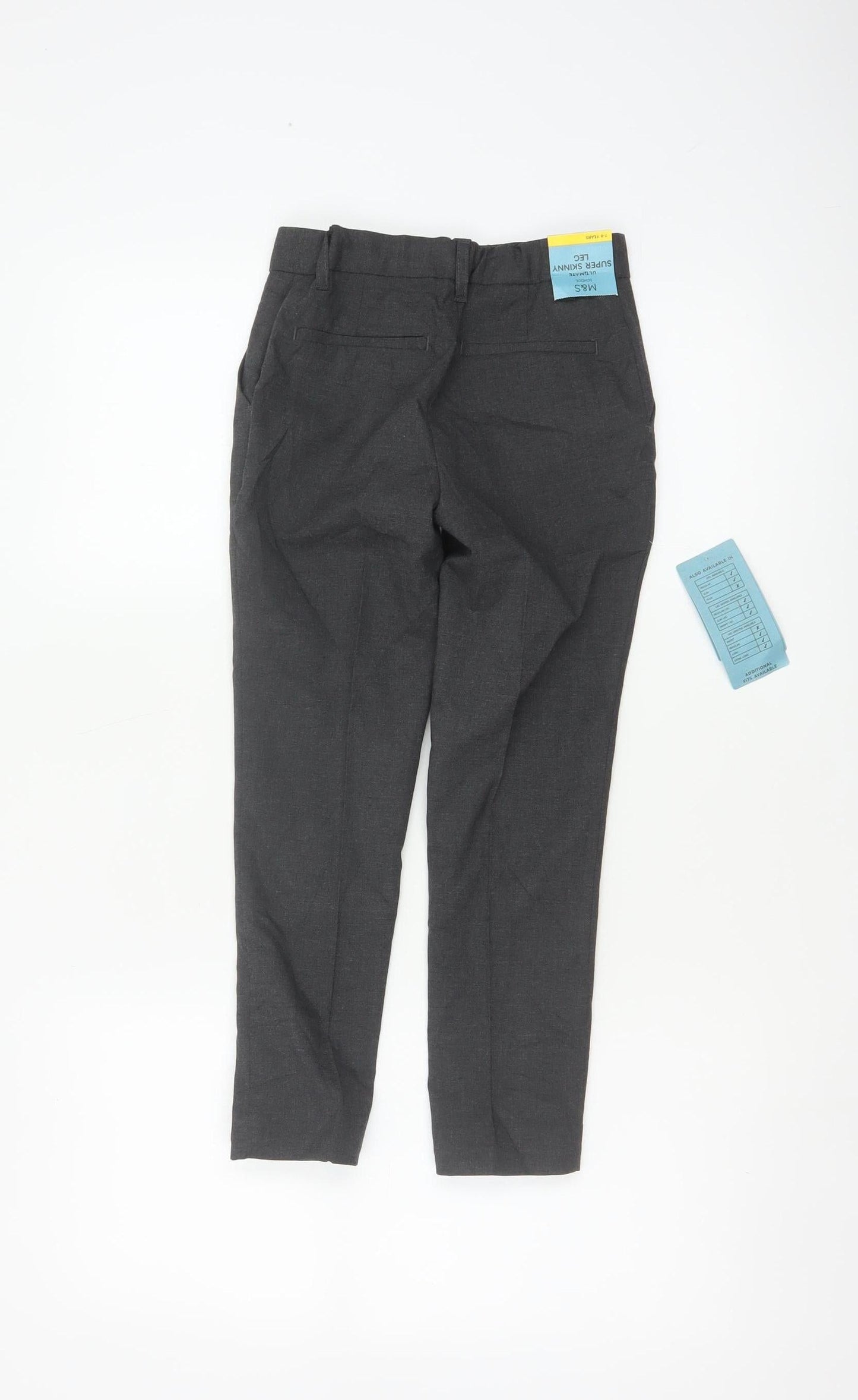 Marks & Spencer Boys Grey 7-8 Years Dress Pants Super Skinny School NWT