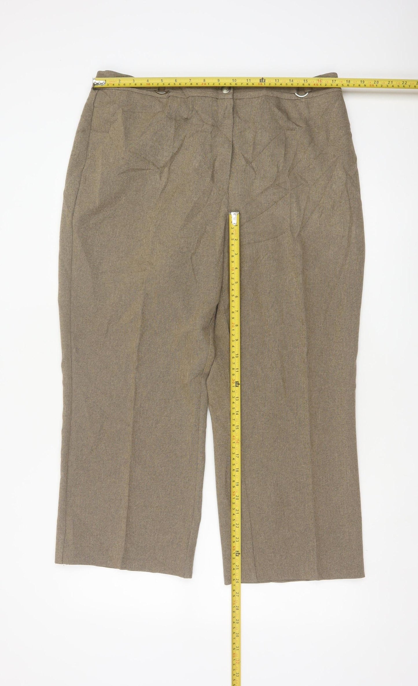 Marks & Spencer Women's Brown UK 18 Short Tailored Straight Trousers