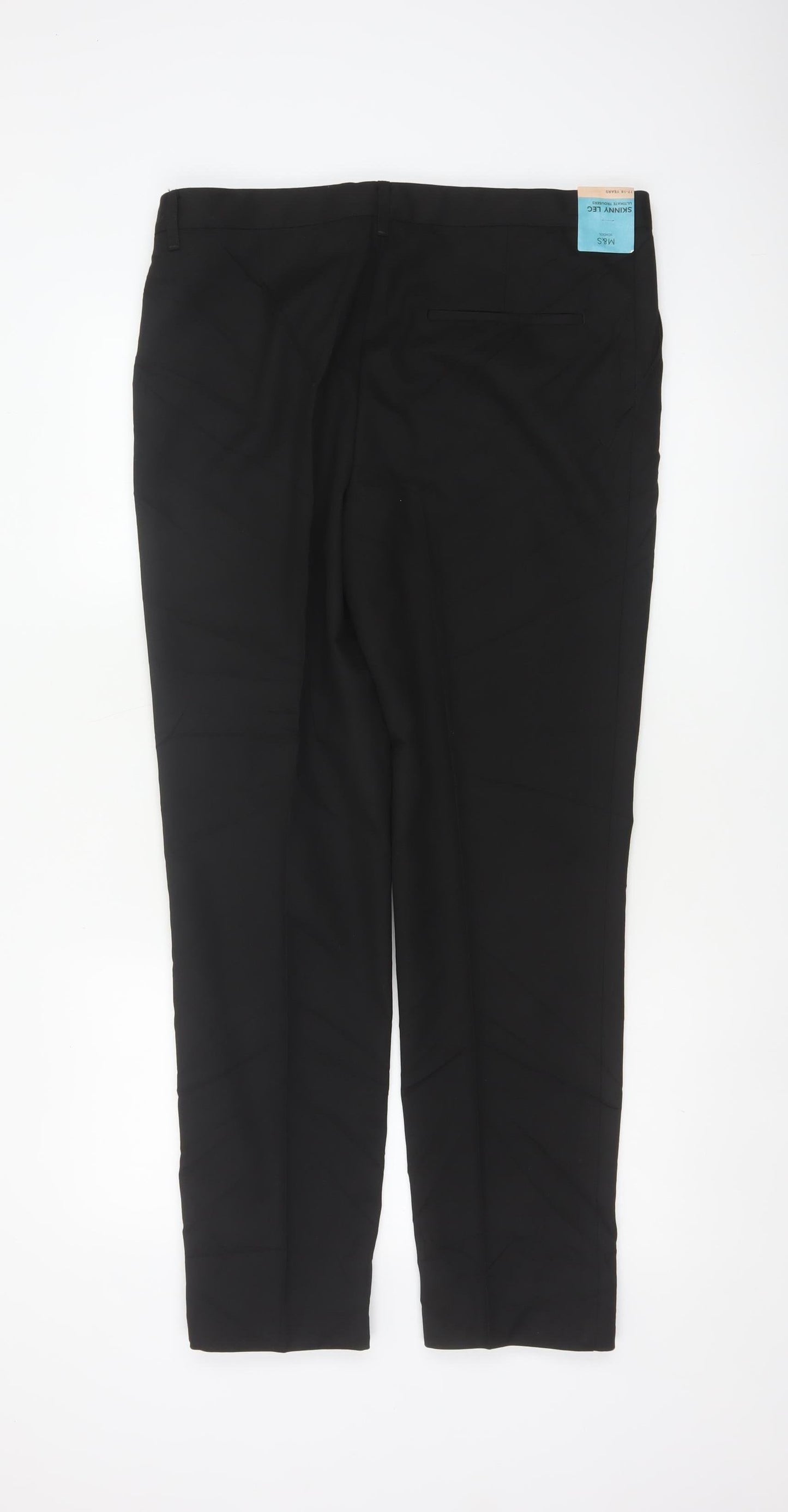 Marks & Spencer Boys Black 17-18 Years Slim Fit School Dress Trousers NWT