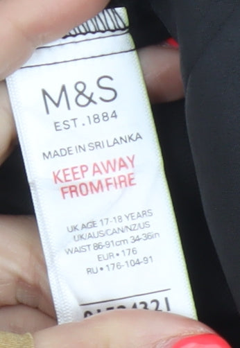 Marks & Spencer Boys Black 17-18 Years Slim Fit School Dress Trousers NWT