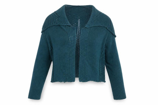 Crea Concept Women Green L Cable-Knit Cowl Neck Alpaca Blend Jumper