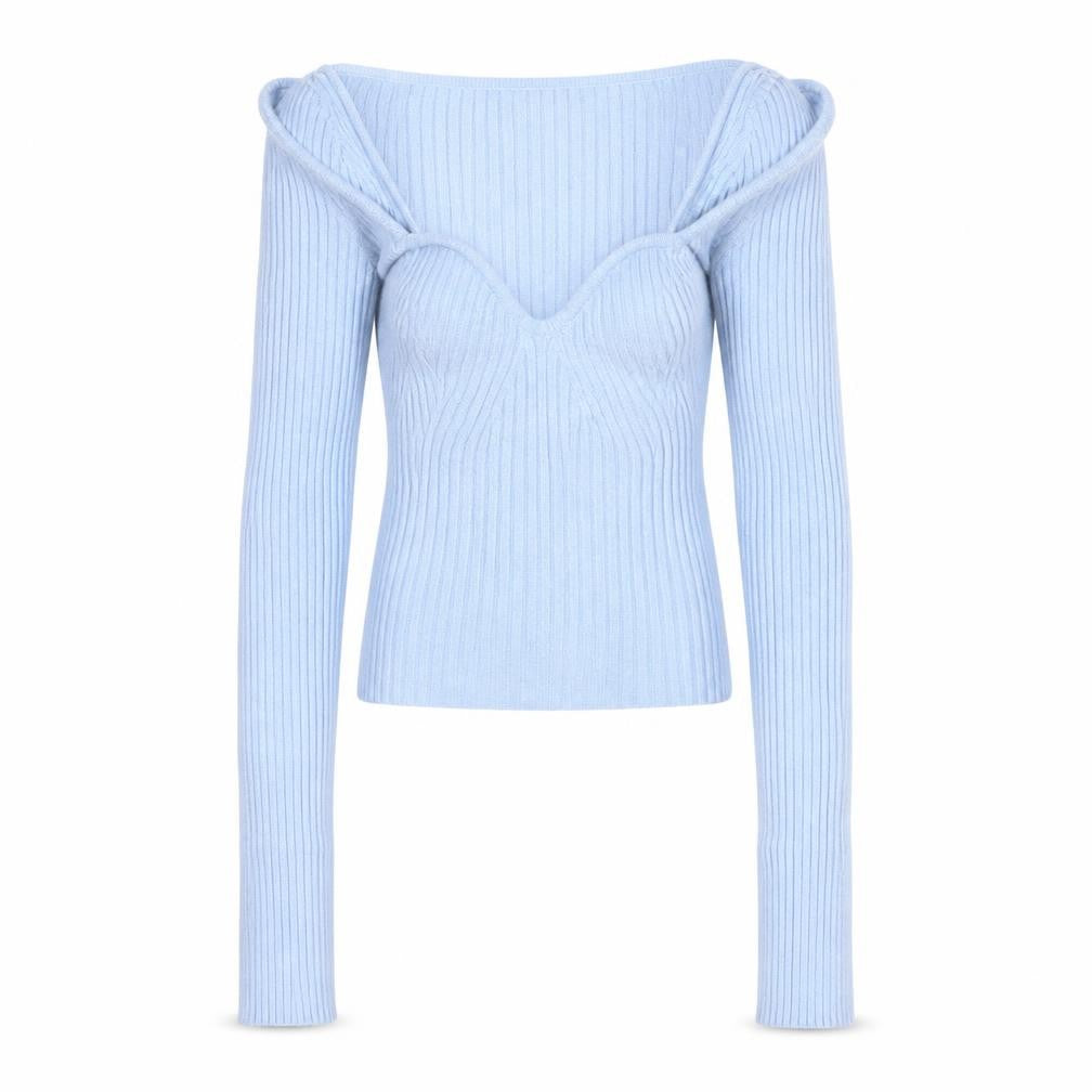 Urban Outfitters Women Blue XS Ribbed Knit Long Sleeve Pullover