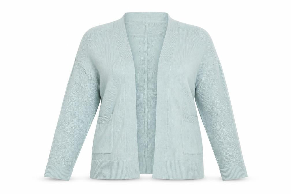 White Stuff Women Blue UK 14 Open Knit Cotton Cardigan Pockets