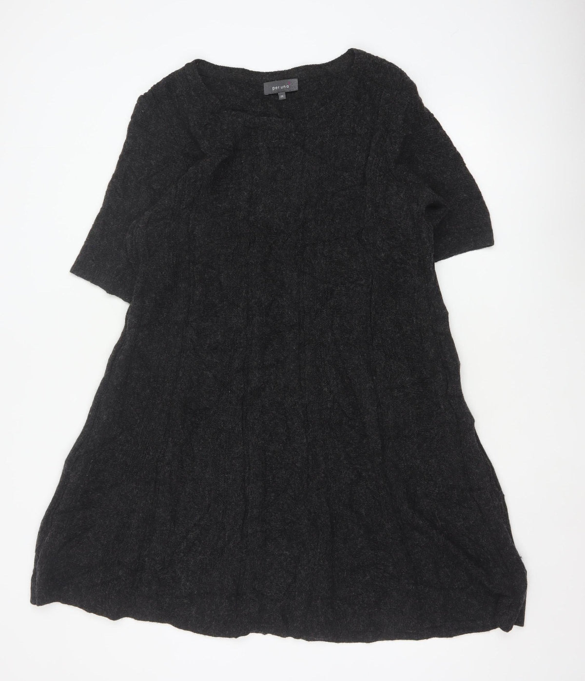 Per Una Women Black Wool Blend A-Line Jumper Dress UK 20 Knit