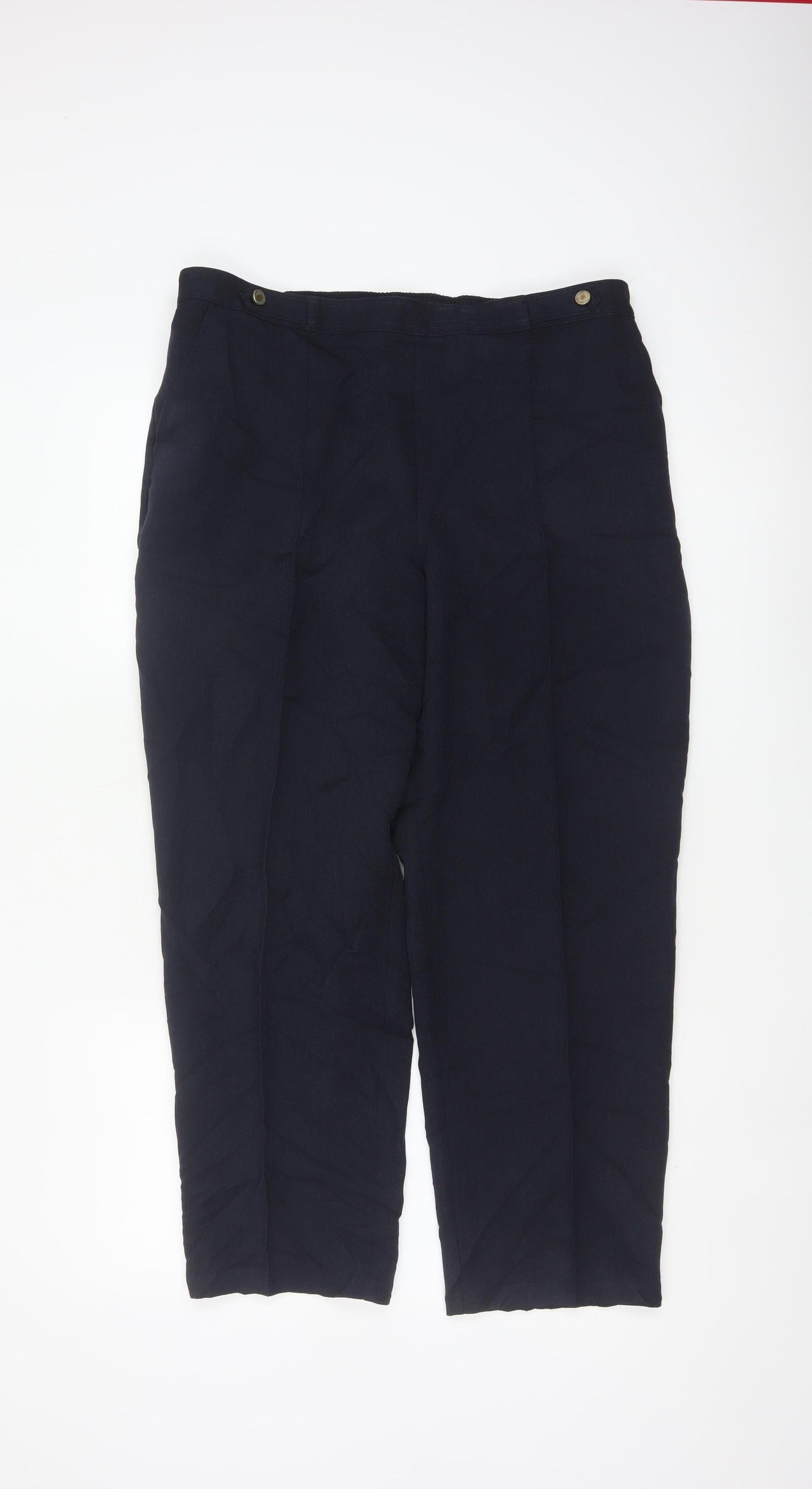 Marks & Spencer Women’s Black UK 16 Short Straight Leg Elastic Waist Trousers