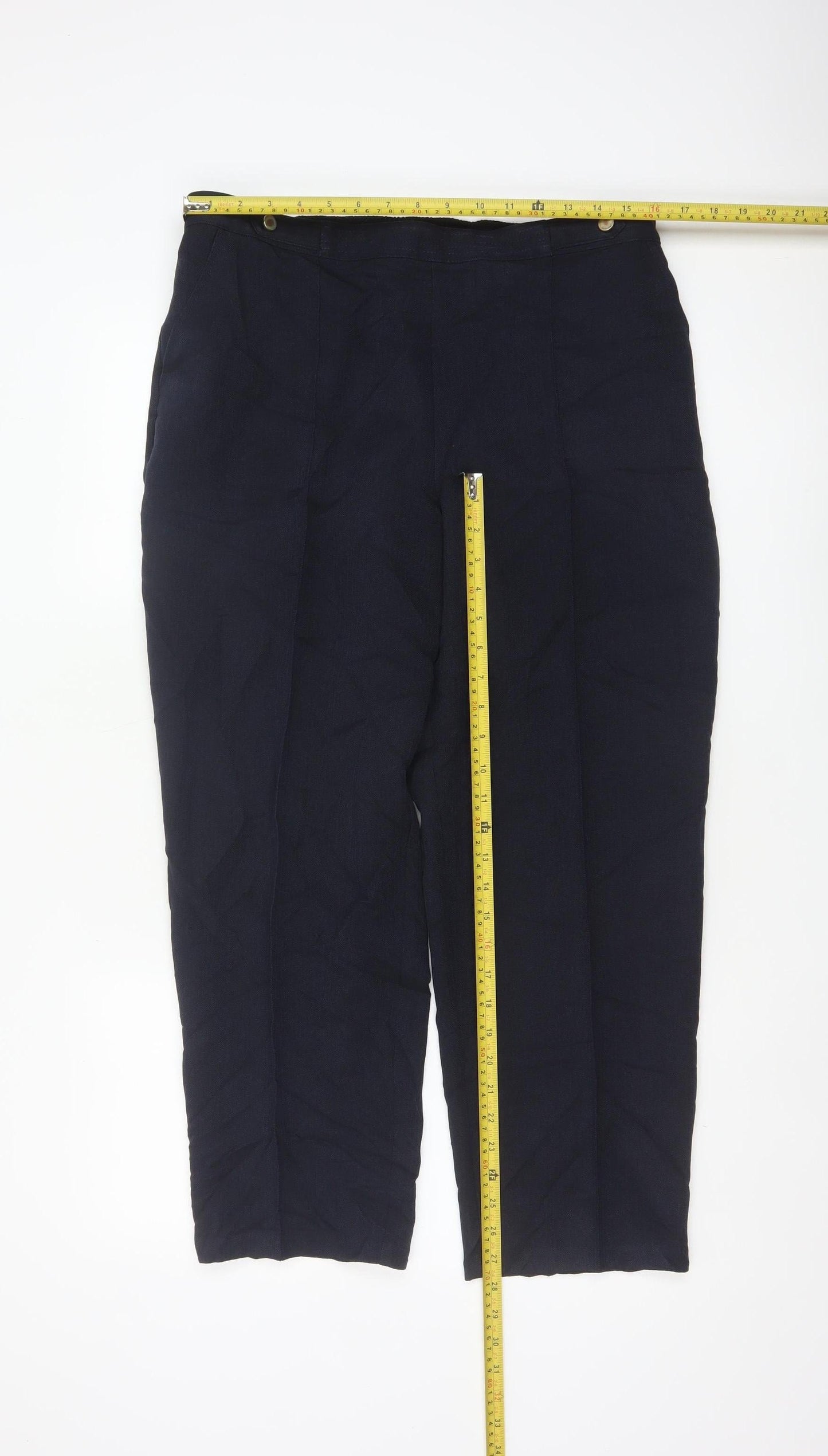 Marks & Spencer Women’s Black UK 16 Short Straight Leg Elastic Waist Trousers