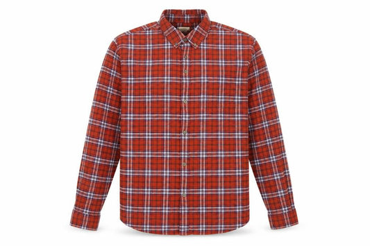Marks & Spencer Men's Red 2XL Regular Fit Plaid Flannel Button-Up Shirt