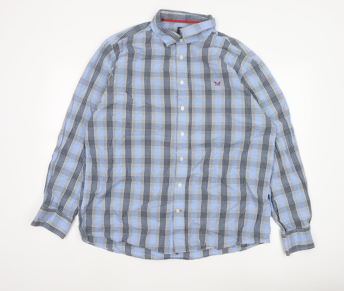 Crew Clothing Co. Men’s Blue Check 2XL Classic Fit Button-Down Shirt