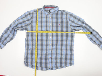 Back view of Crew Clothing Men’s Blue Check 2XL Classic Fit Button-Down Shirt